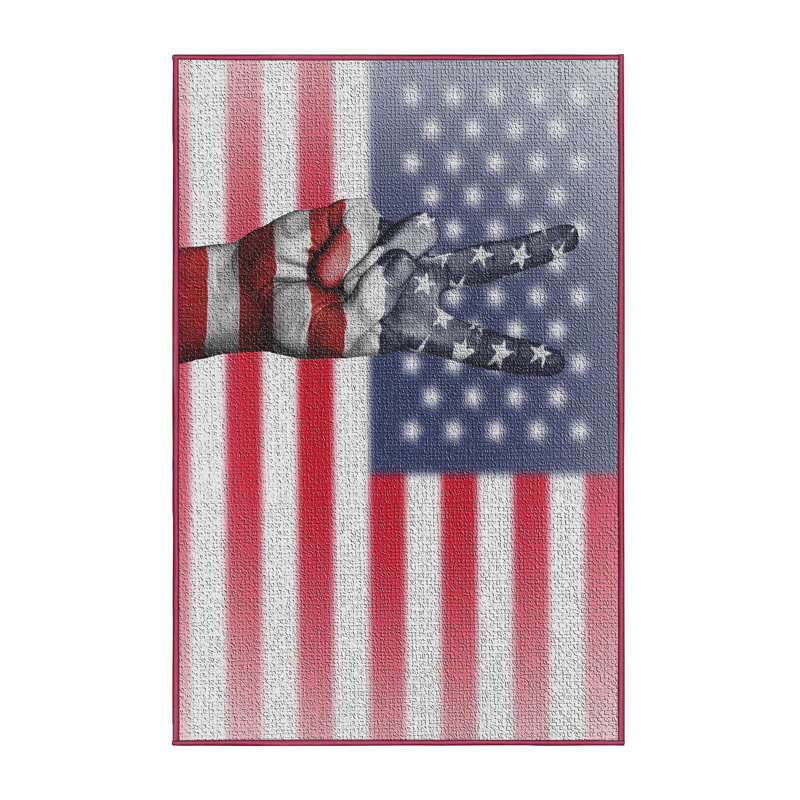 Tapis de zone rouge à drapeau américain, Rectangle 2 pi x 5 pi