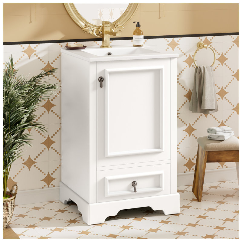 Meuble-lavabo pour salle de bain, Doré, Noir