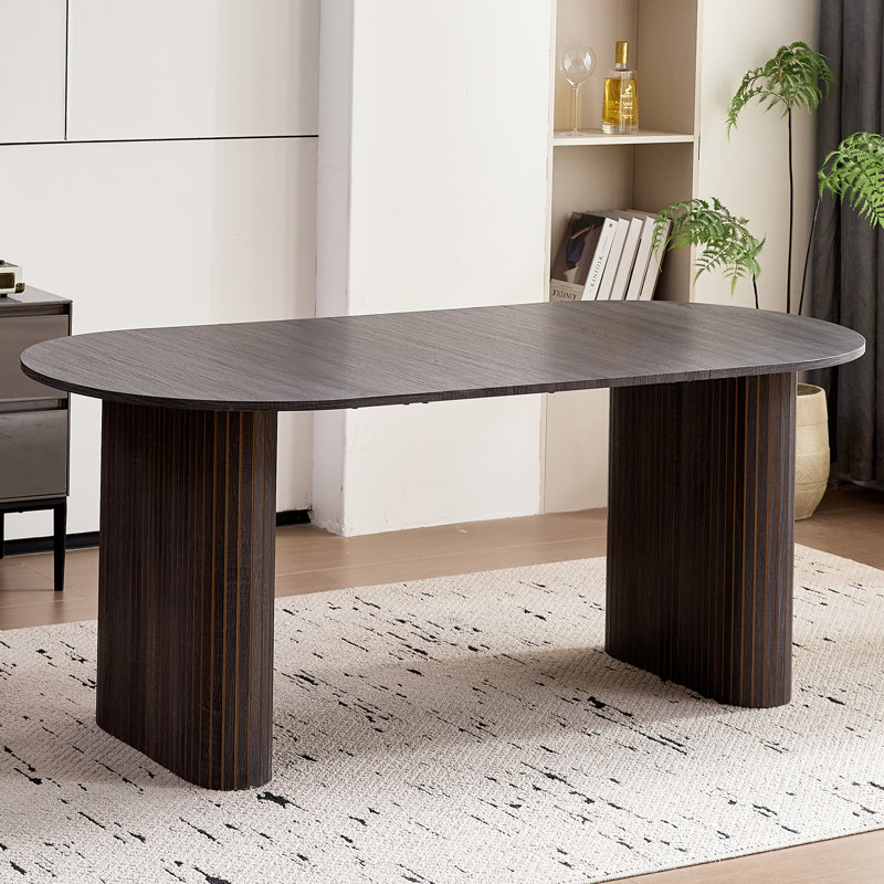 70.8" Oval Dining Table for 4, Modern Farmhouse Kitchen Table for 6, Rustic Large Dinner Table for Dining Reception Room