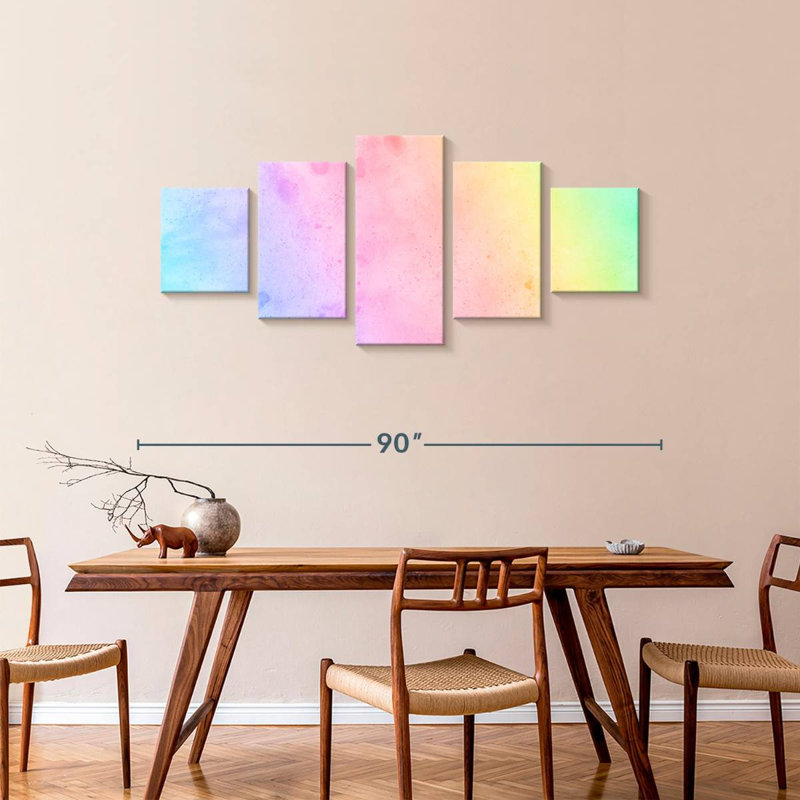 Arc-en-ciel pastel, H 36 po x l 80 po