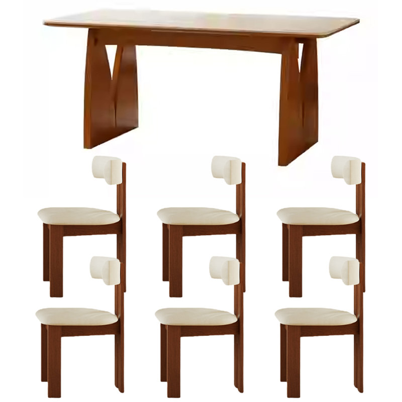 Table de salle à manger Retro Simple, H 29,52 po x L 62,99 po x l 31,49 po, Blanc / Brun, Brun