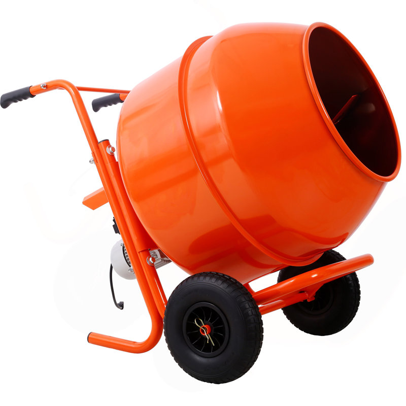 Mélangeur de ciment portatif horizontal 224 8CUFT, mélangeur de béton portatif 115V-60HZ, couleur orange