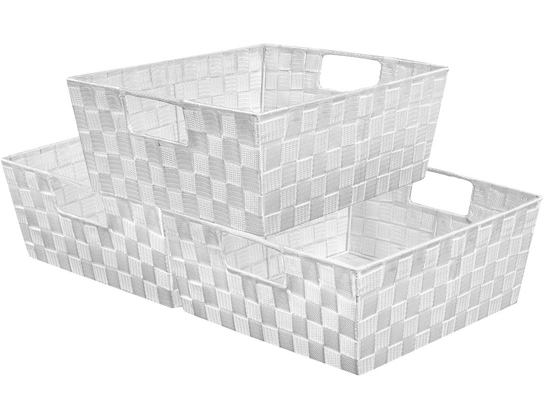 Sorbus Stackable Wicker Tote Woven Basket with Handles 3 Pack Sorbus 