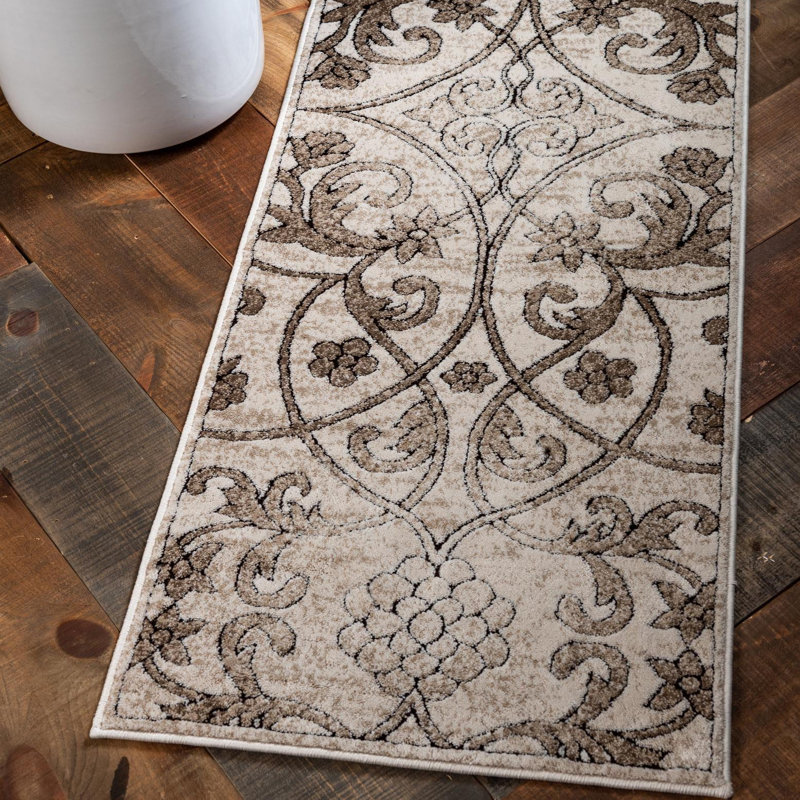 Tapis oriental beige foncé Derby, Tapis de couloir 2 pi x 5 pi 1 po