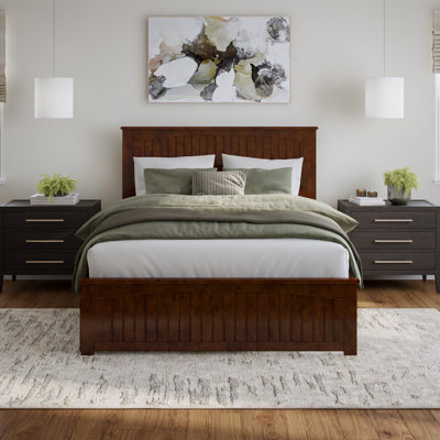  Lit plateforme en bois massif Nantucket avec pied et gigogne assortis