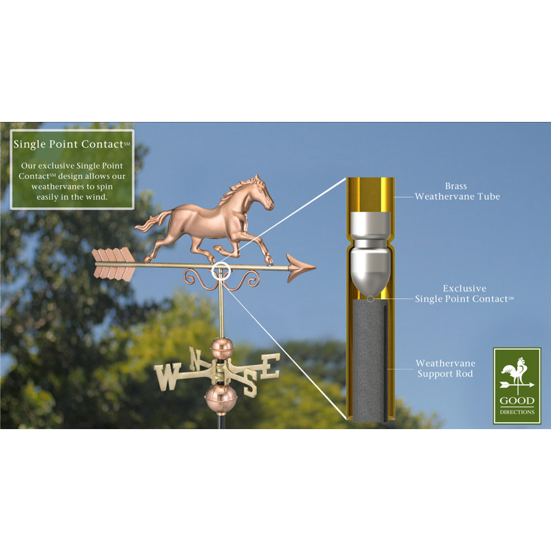 33'' H Metal Animals Weathervane, Polished Copper