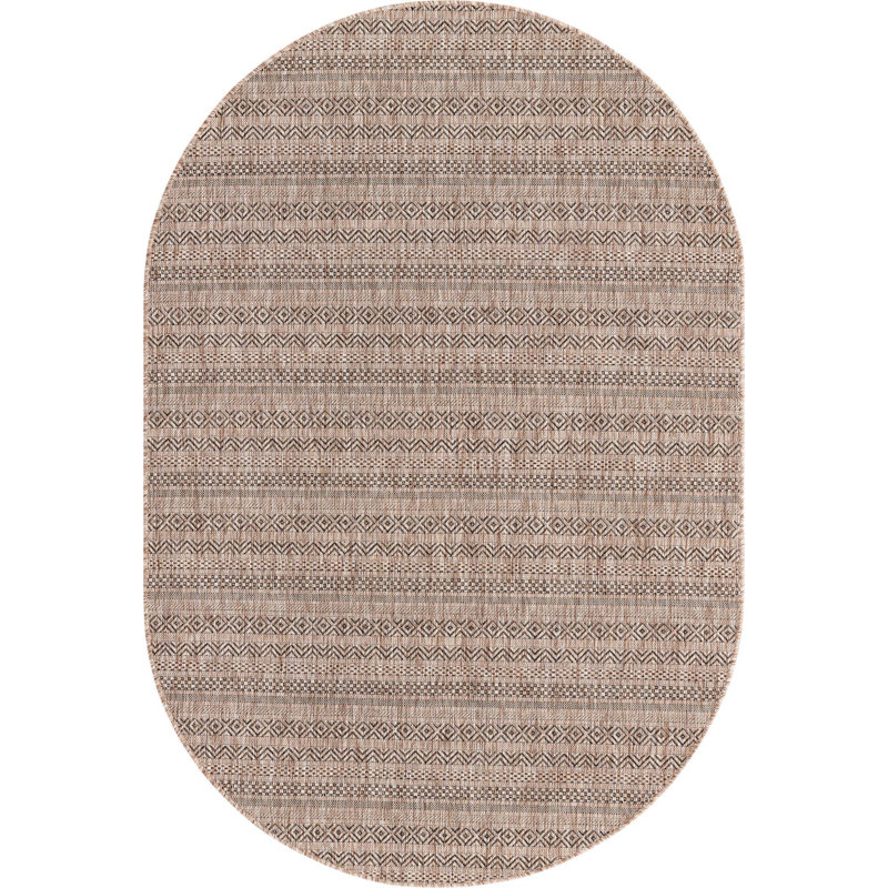 Outdoor Glimmer Area Rug Light Brown Color, Oval 7'10" x 10'