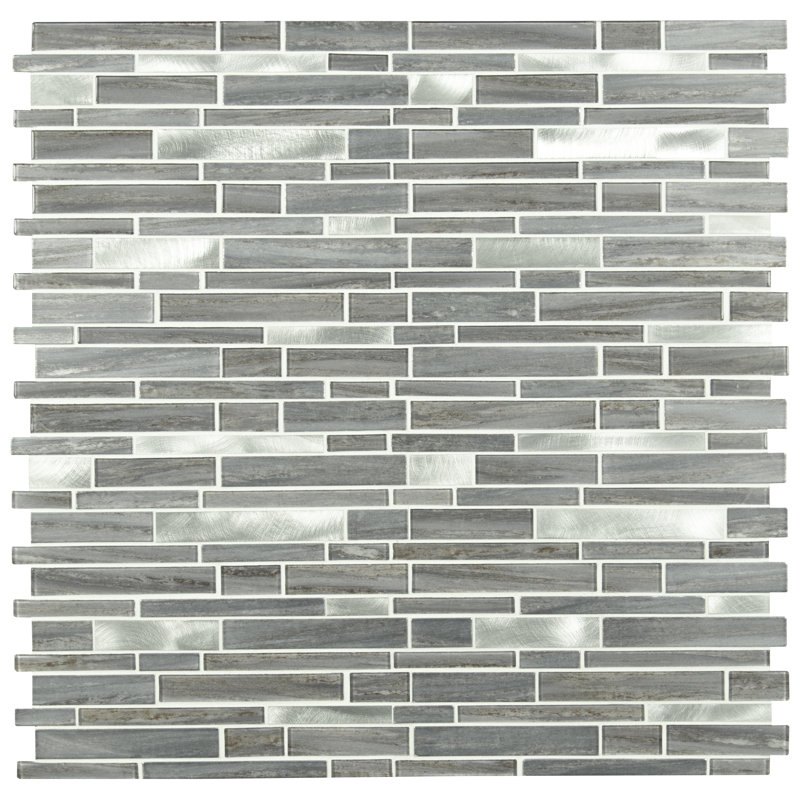 Gravari Interlocking 12 in. x 12 in. Glass Metal Blend Mosaic Wall Tile