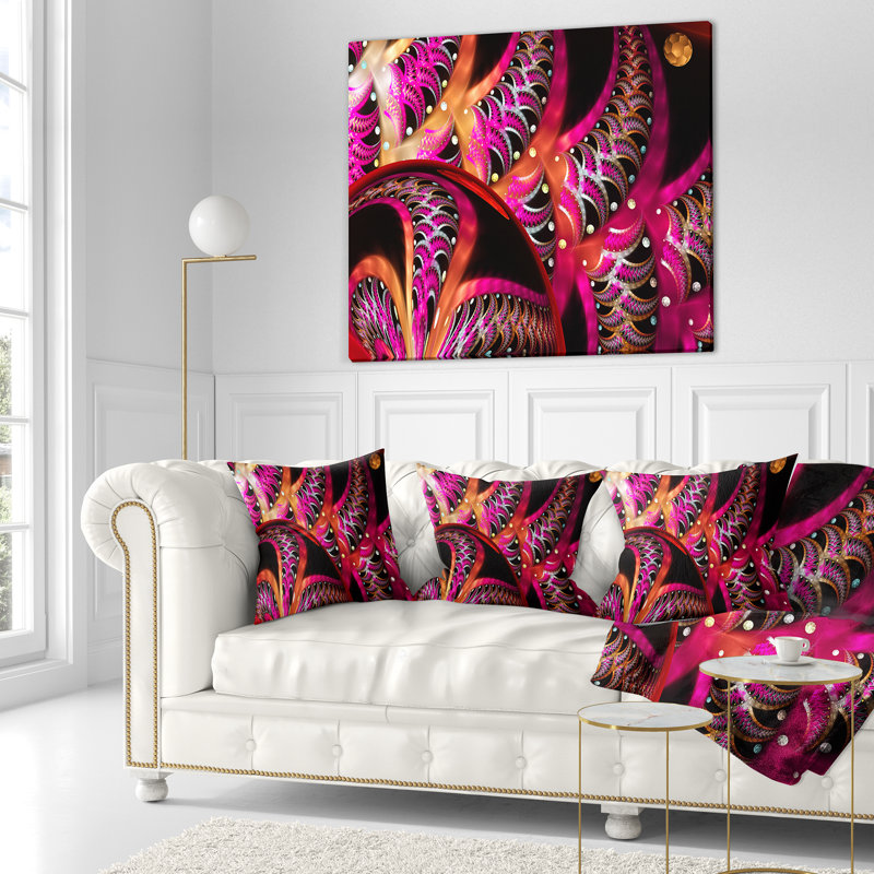 Oreiller motif de style fractal unique Abstract, 18 po x 18 po, Coussin décoratif