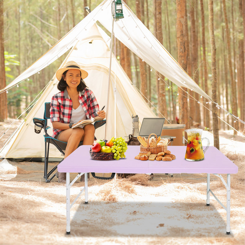 Table pliante portative 4 pi 4 po poids pliable intérieur et extérieur 135 kg, Mauve clair