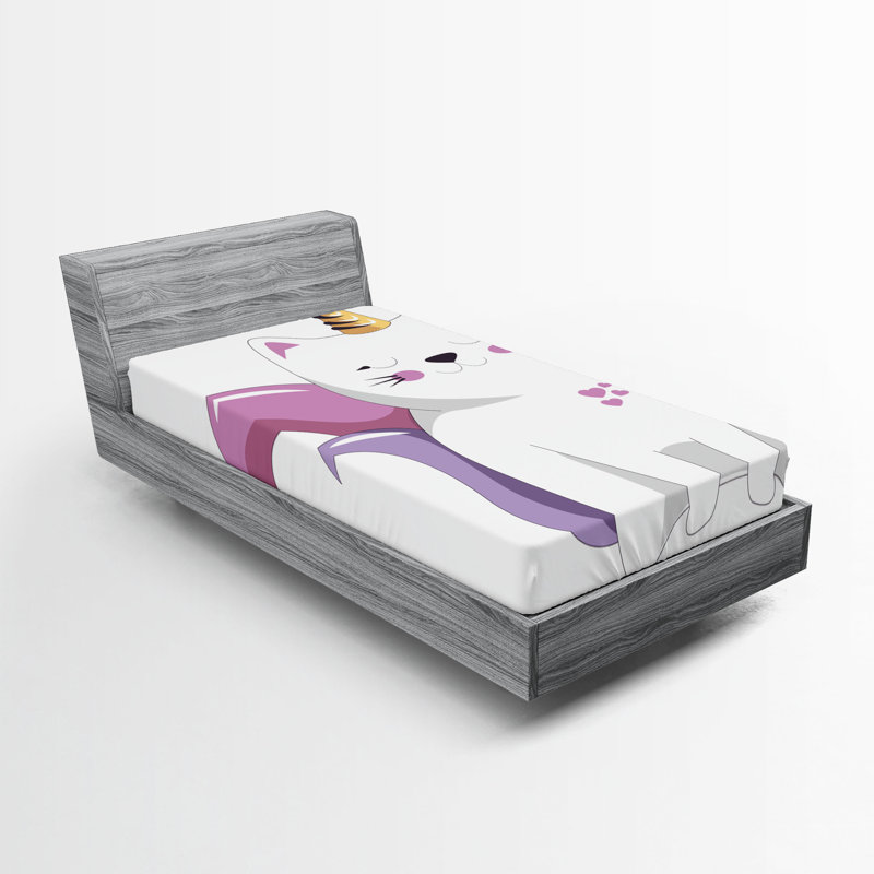 Ensemble de 2 draps-housses Ambesonne Unicorn, Drap-housse de taille simple