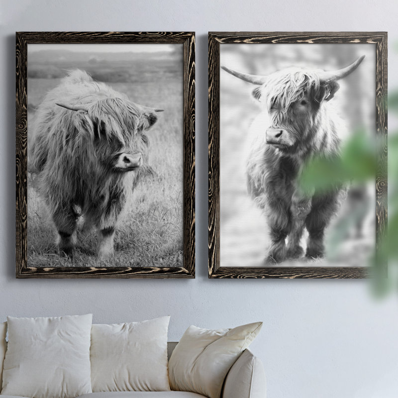 Gretna Green Highland - Ensemble de 2 cadres photo sur toile, H 44 po x l 31 po x P 1 po, Cadre noir