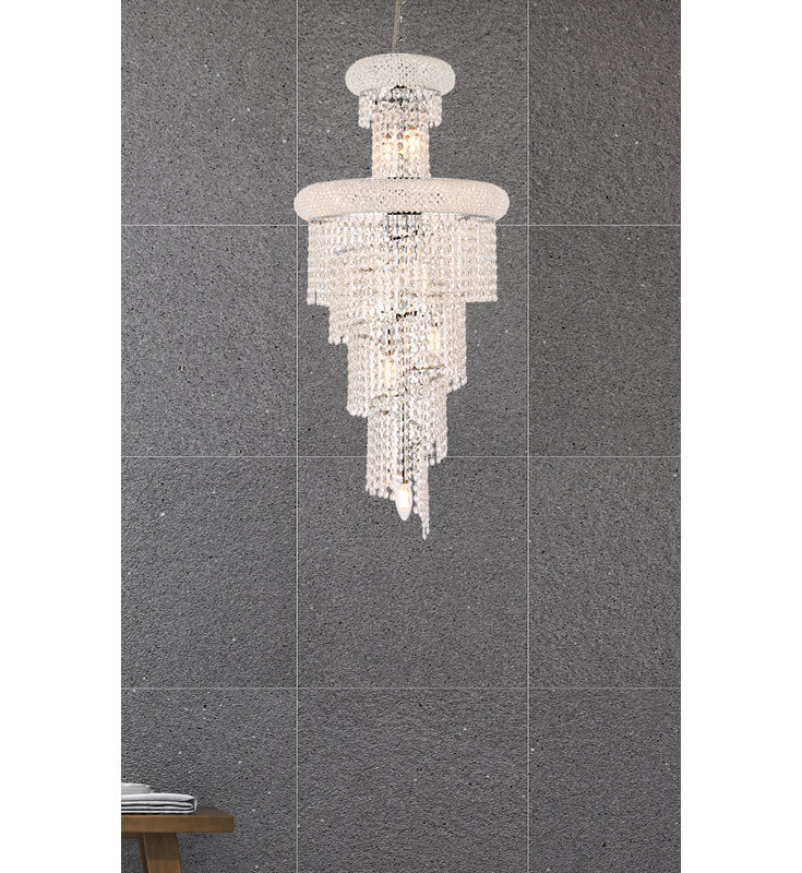 Ston Easton 10-Light Dimmable Tiered Chandelier, Chrome, 36" H x 16" W x 16" D