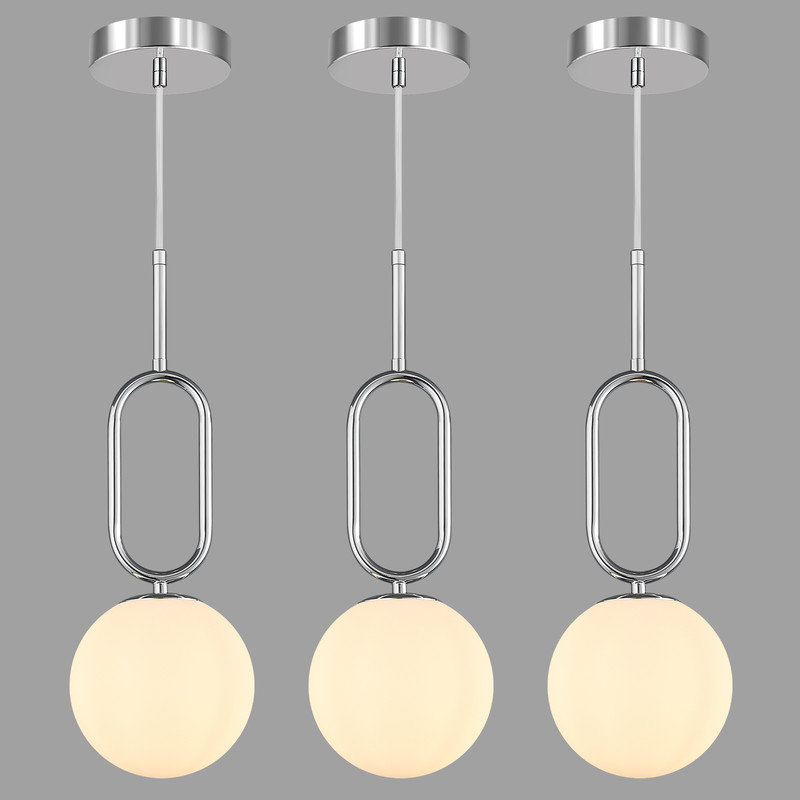 Luminaire suspendu moderne en verre blanc laiteux minimaliste moderne pour salle à manger avec îlot de cuisine (paquet de 3)