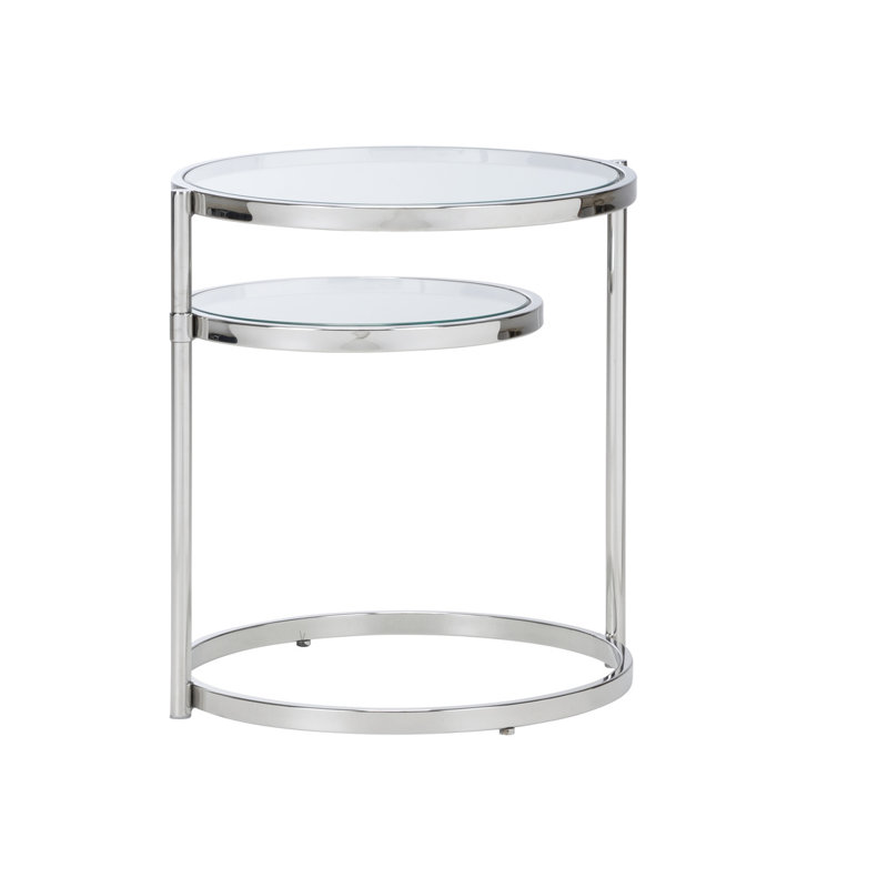 Shelfie Glass End Table, Polished Nickel