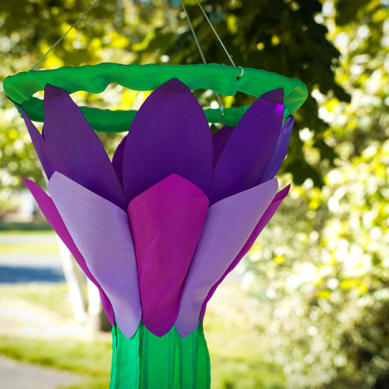 38-inch Purple Lotus Flower Outdoor Windsock