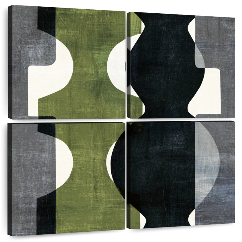 Geometric Deco With Green, H 32 po x l 32 po