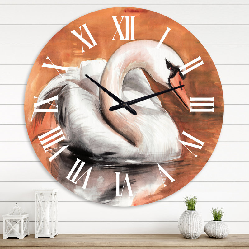 Cygne sur l'eau - horloge murale traditionnelle, Grand
