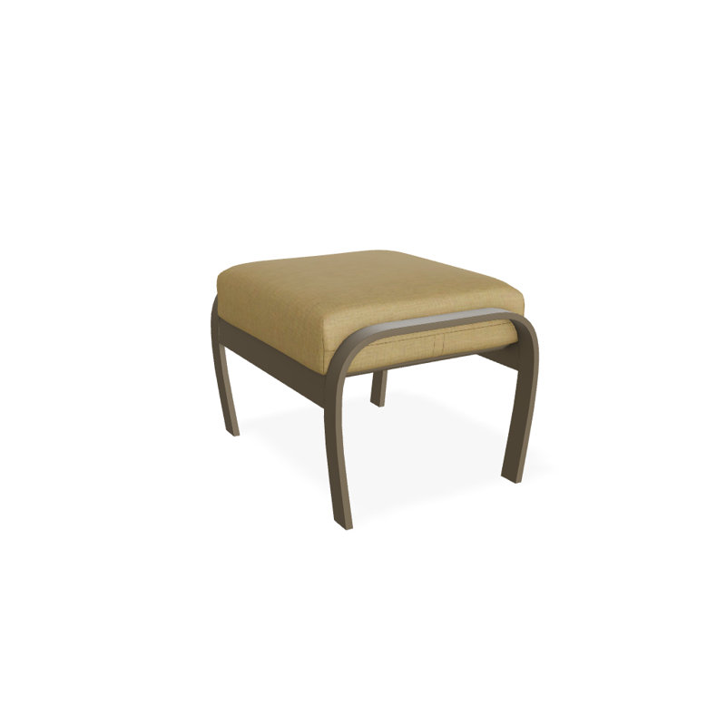 Repose-pieds avec coussin Askar, Toile Sunbrella® beige chiné, Bois de plage texturé