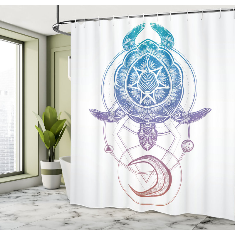Dakota Fields Turtle Shower Curtain Geometry Animal Multicolor, 84"H x 69"W
