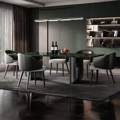 Modern luxury rectangular marble dining table set