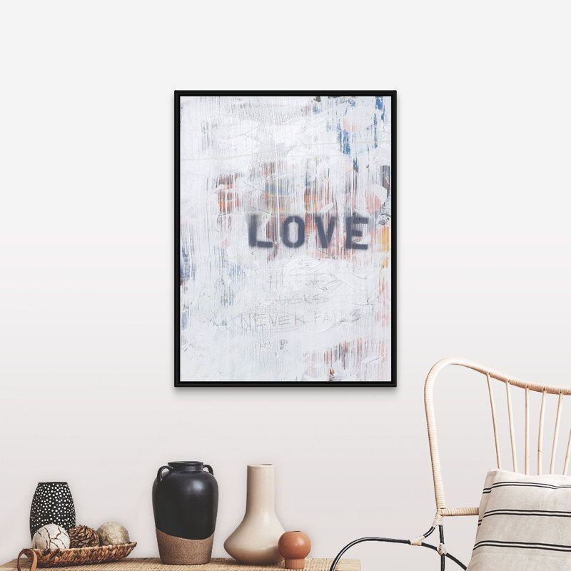 Reproduction d’art « Love Never failii » par Kent Youngstrom, Cadre noir, H 42 po x l 32 po x 1,75 po