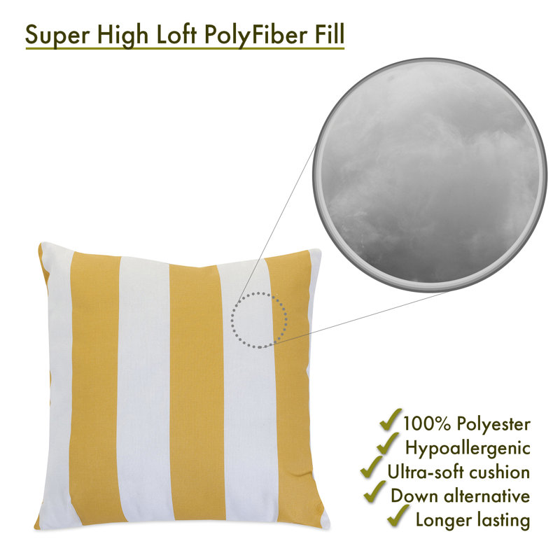 Housse et insert de coussin d'extérieur à rayures verticales, Jaune, Très grand