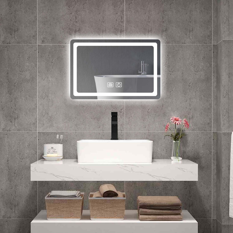 LED Single Bathroom Vanity Mirror In Polished Crystal Bathroom Vanity LED Mirror For Bathroom Wall Smart Lighted Vanity Mirrors