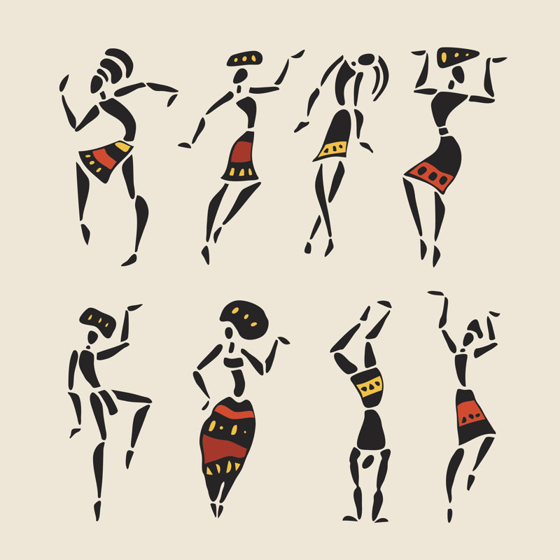 African Silhouette Set. by Katyau - Wrapped Canvas Print, 30cm H x 30cm W