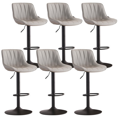 Modern Height Adjustable Swivel Bar Stools Upholstered Leather Barstool Kitchen Island Chairs With Metal Frame
