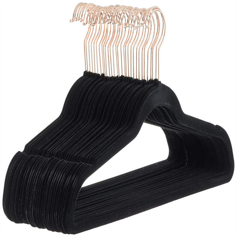 5 cintres pour accessoires antidérapants, Noir/Or rose, 30