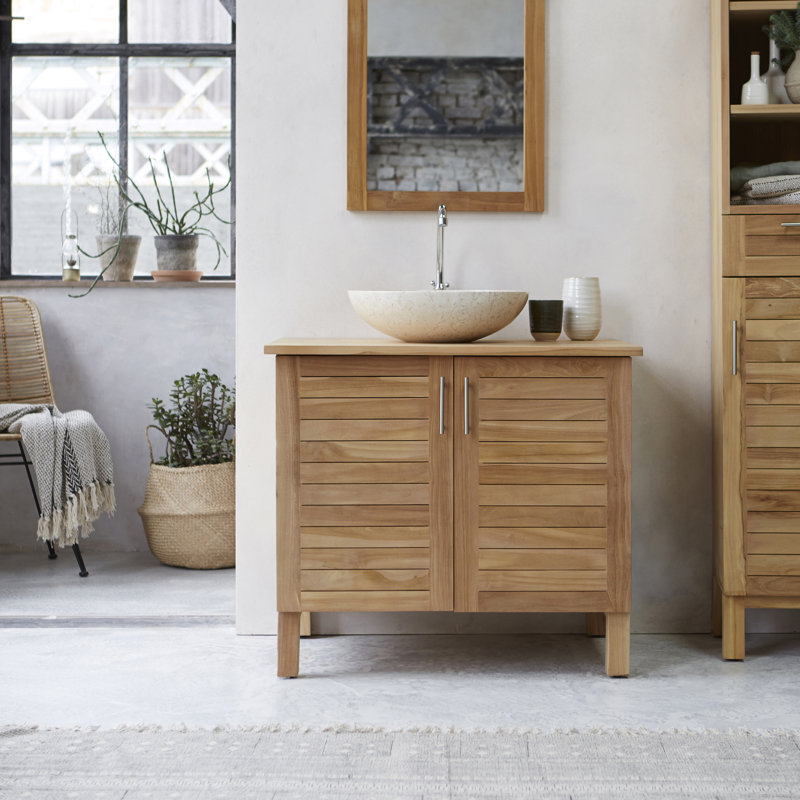 84cm Single Bathroom Vanity Base Only in Brown