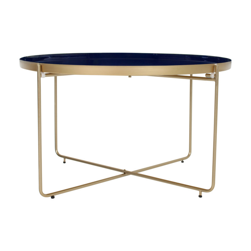 Jasmine Iron Cross Legs Coffee Table, Blue