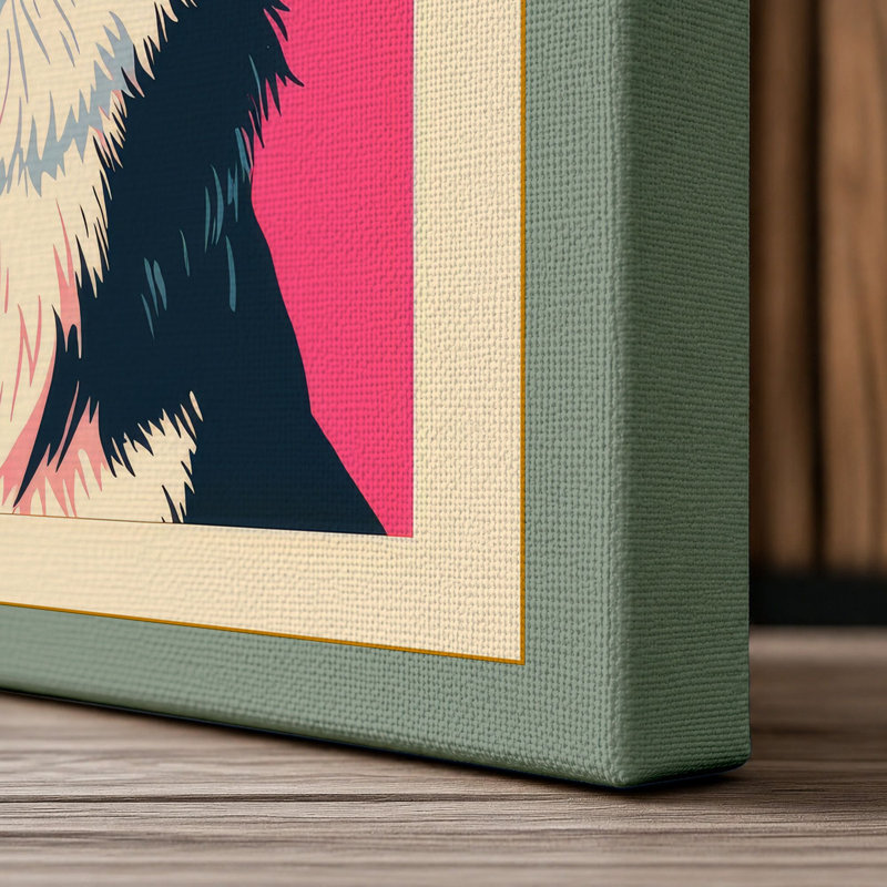Happy Collie Modern - Wrapped Canvas, 24x16 - 61.0 x 40.6 cm, Sage Border