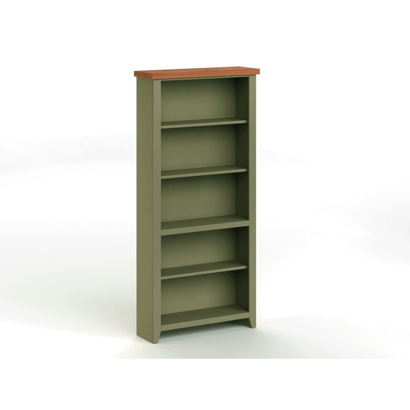 Bibliothèque à 5 tablettes Brixham, Sauge / bois fruitier, (5 tablettes) H 72 po x l 34 po x P 11 po