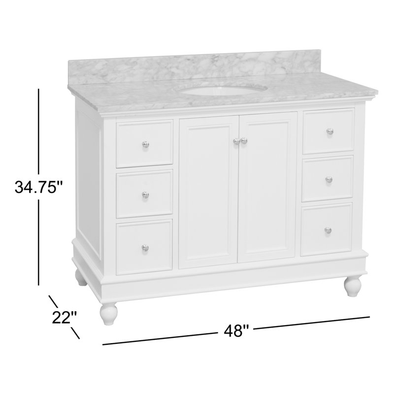Ensemble de meuble-lavabo simple 48 po Ferdinand, Marbre de Carrare, Vert sauge