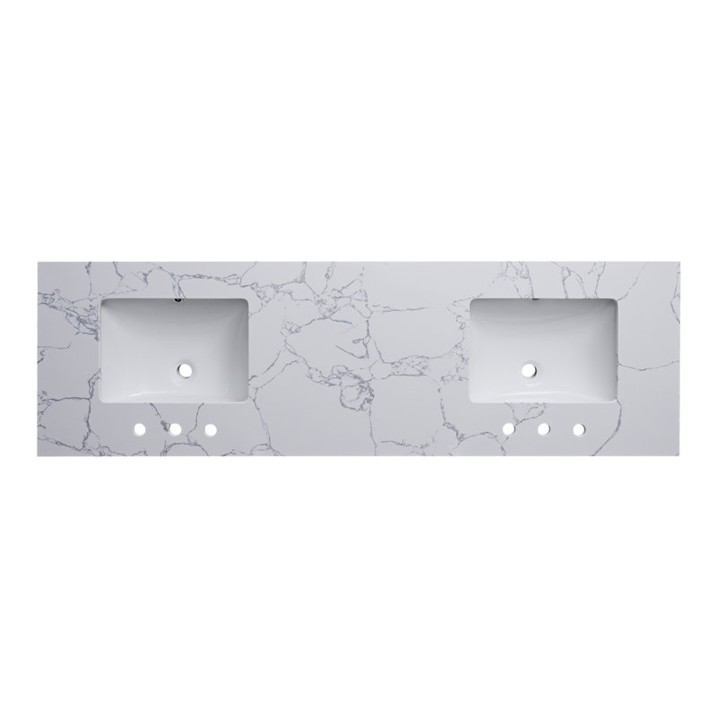 73'' Engineered Marble Vanity Top in White with Sink