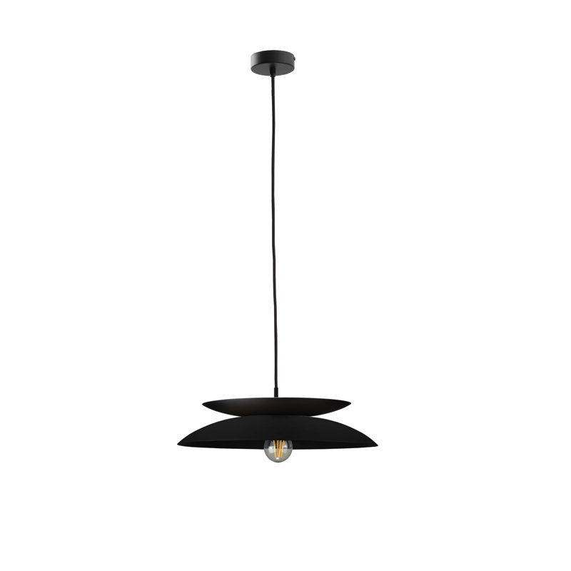 1 - Light Matte Black Dome Pendant, Black
