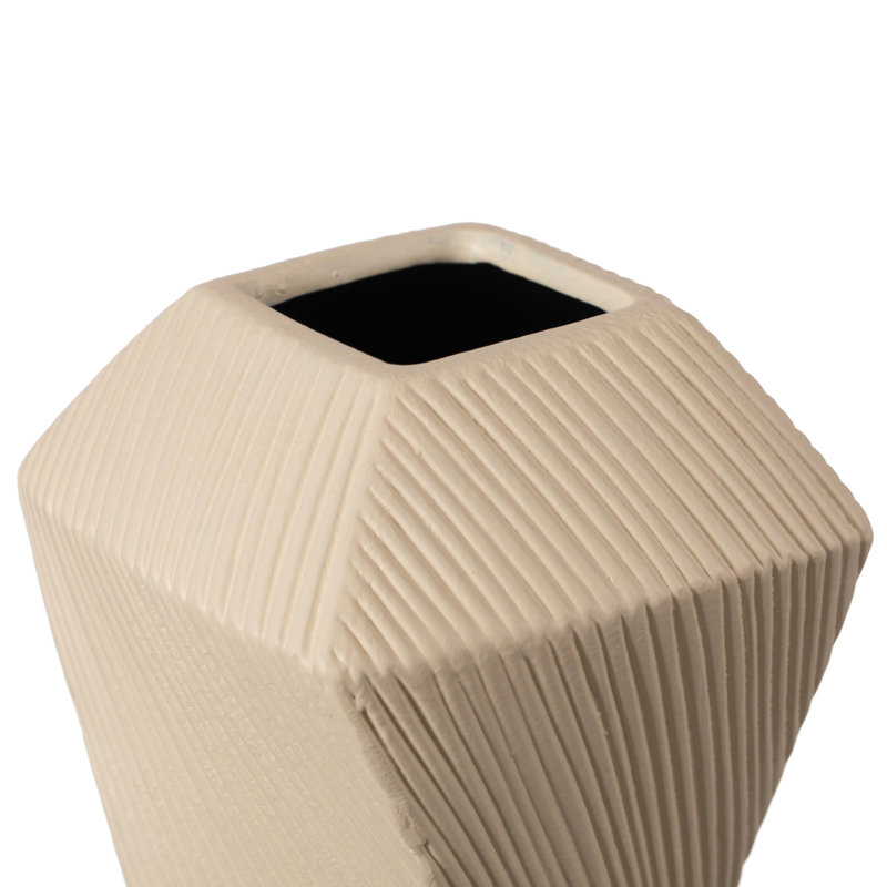 Jakkele Ceramic Table Vase, Beige, 12" H x 3.25" W x 4" D