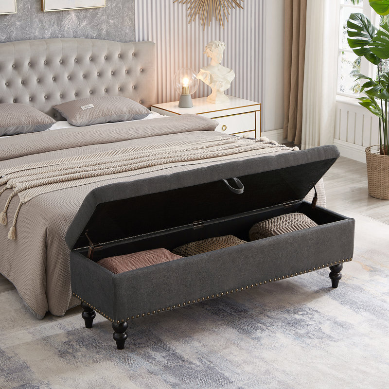 Banc de lit avec rangement, Gris