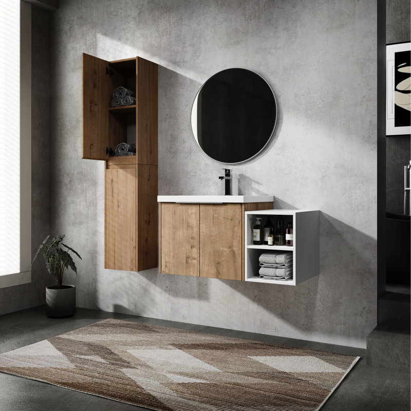 Meuble-lavabo de salle de bain avec lavabo et armoire latérale