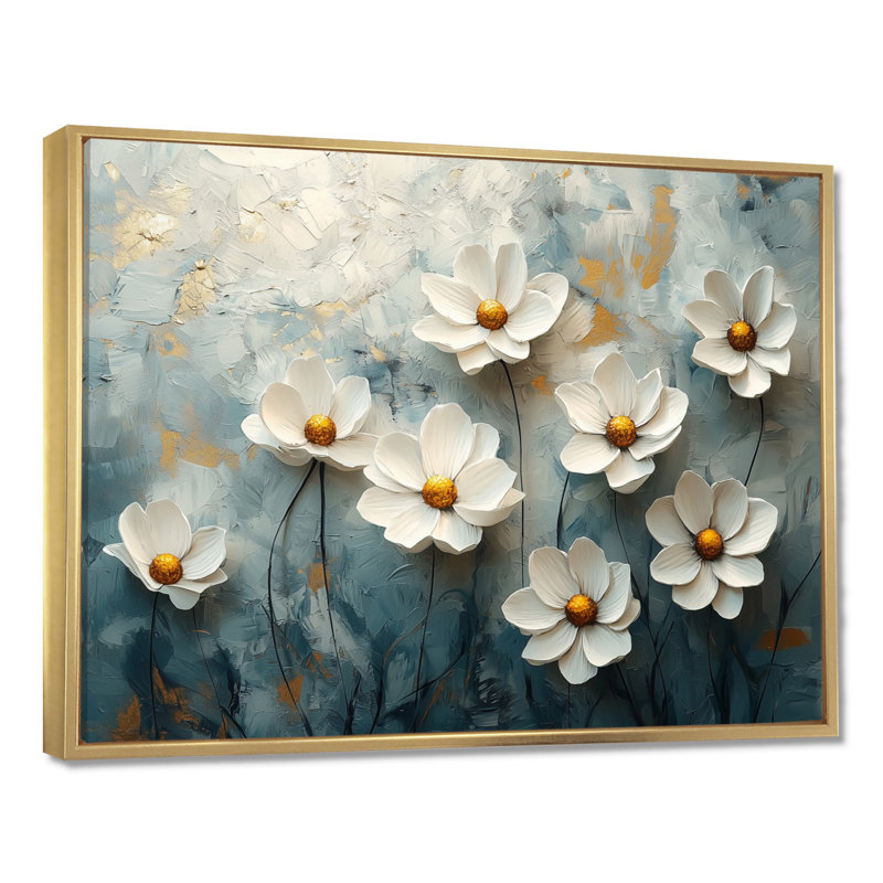 Isco Geraniums Pure Form Minimalisme II - marguerites, art mural large, H 12 po x l 20 po, Impression encadrée flottante