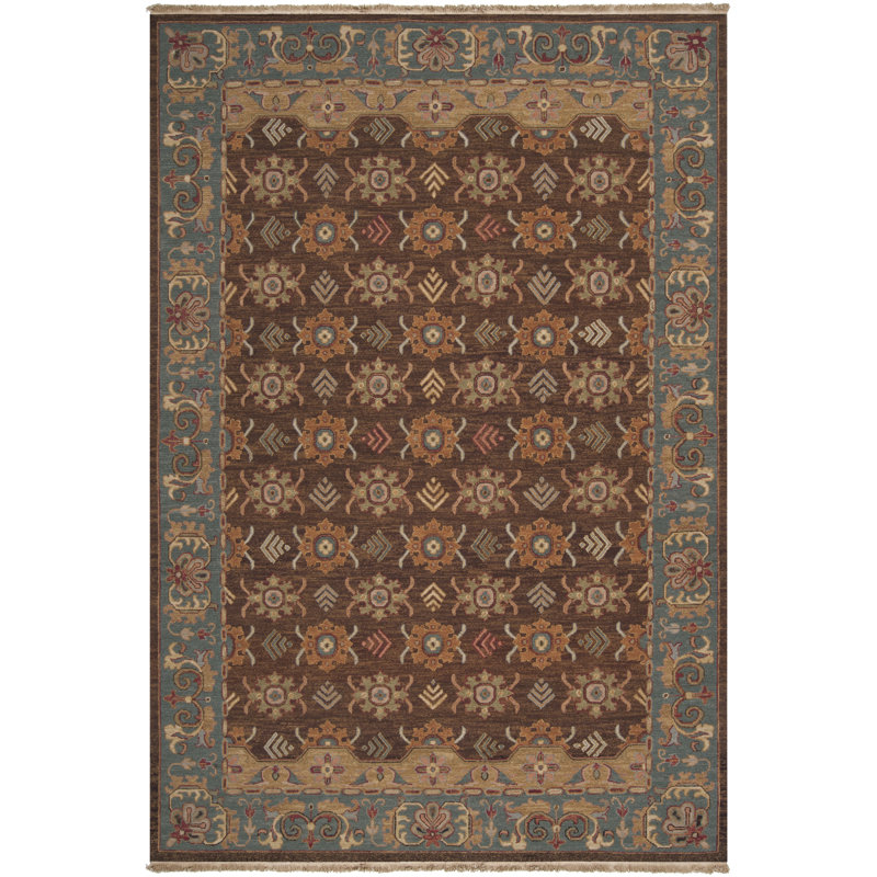 Tapis gris en laine noué à la main Baxter, Rectangle 6 pi x 9 pi