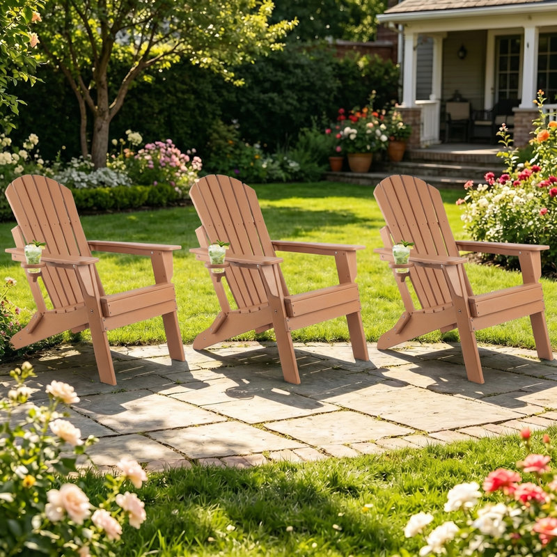 Foldable Outdoor Adirondack Chair, Brown