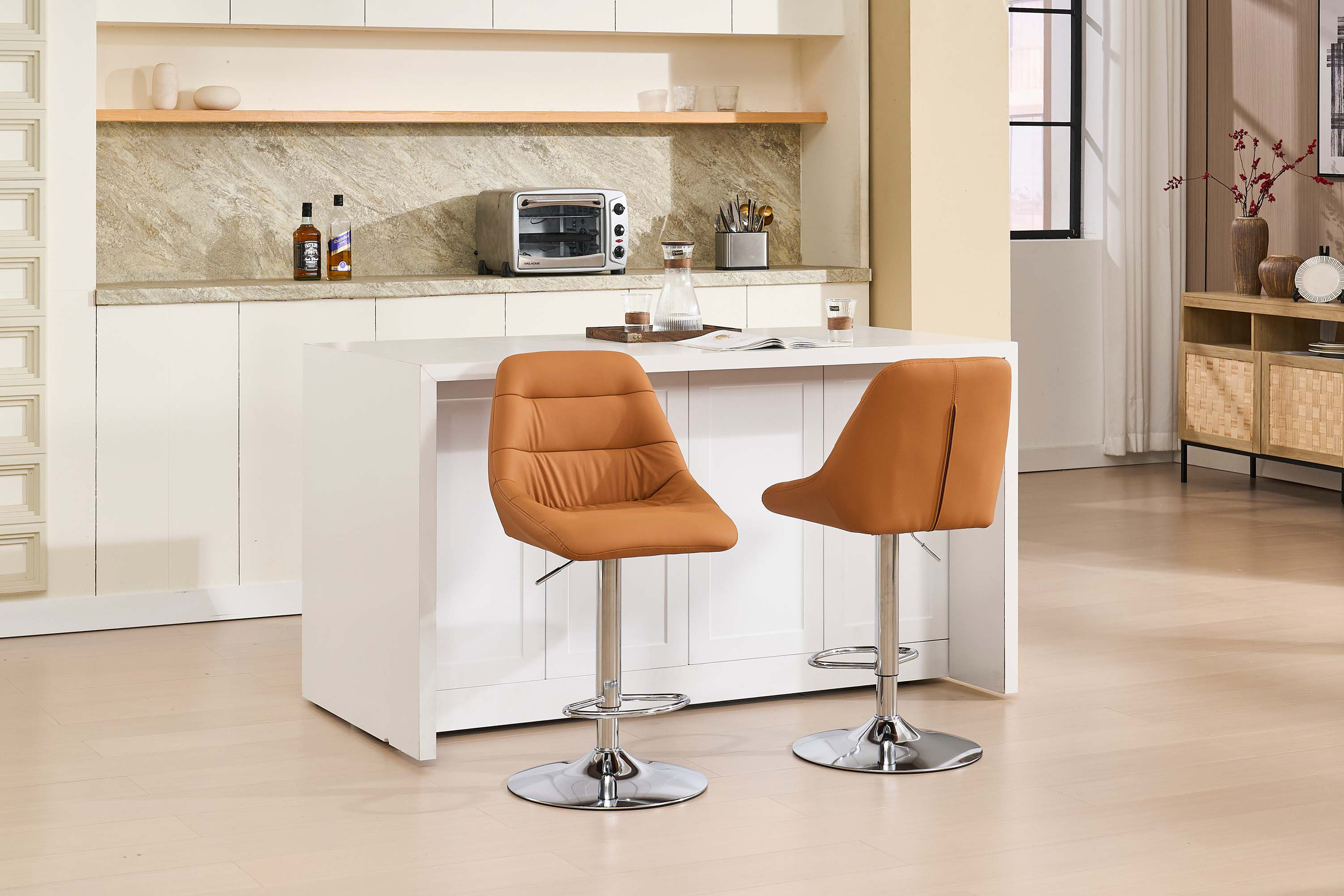 Brayden Studio® Set Of Bar Stools,With Footrest And Base Swivel