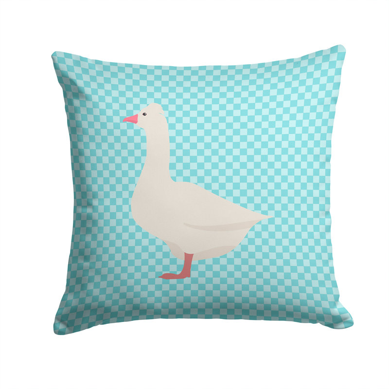 Coussin extérieur à damier d’oie éclectique, 14 po x 14 po, Bleu
