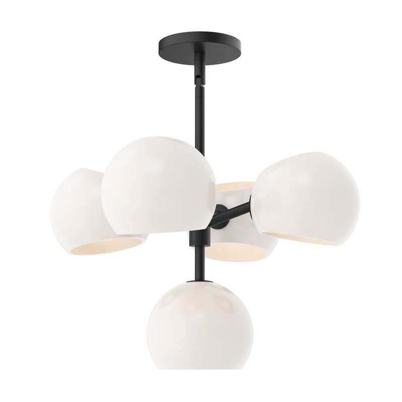 Lustre spoutnik 5 lumières Willow, Noir mat, Opale mat