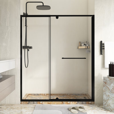 Porte de douche pivotante 60 po x l 72 po en H, porte de douche pivotante en verre trempé transparent de 1/4 po d'épaisseur