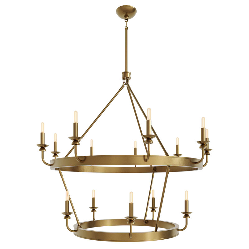 Lustre William - laiton laqué bruni 14 lumières, Bronze bruni laqué