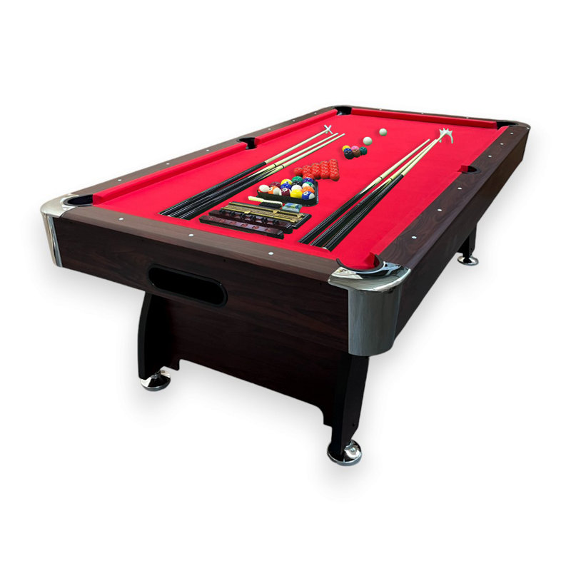 8 ft Pool Table with Storage Benches – Vintage with Benches, Red